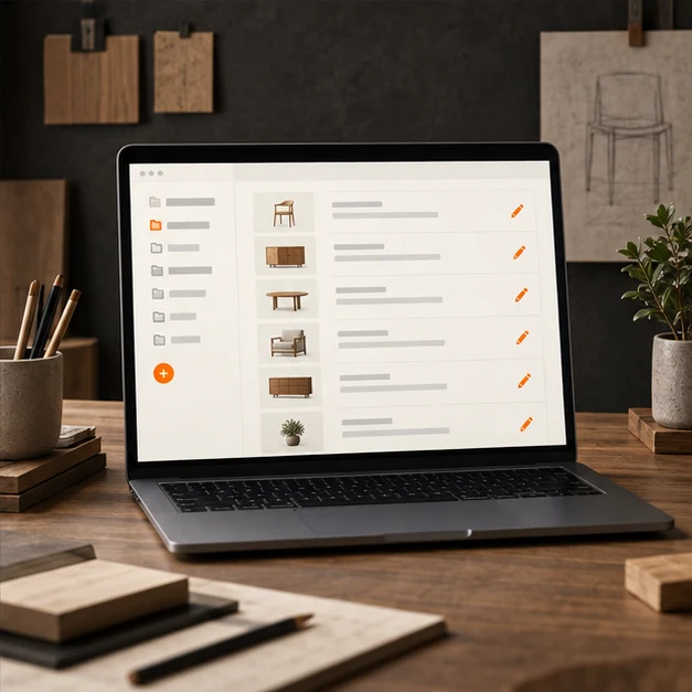 Interface illustrative de gestion des références et catégories du catalogue