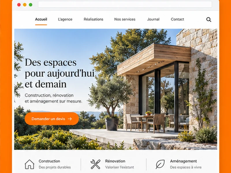 Exemple illustratif de site pour Bâtiment/Artisans : vos réalisations
