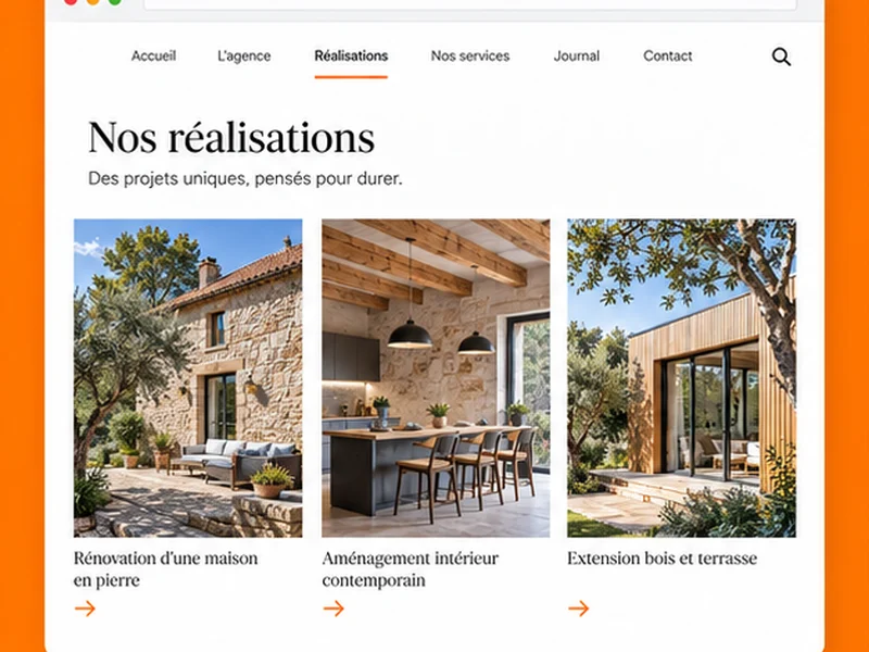 Exemple illustratif de site pour Bâtiment/Artisans : vos prestations