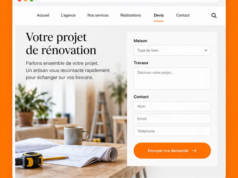 Exemple illustratif de site pour Bâtiment/Artisans : vos demandes