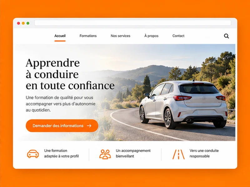 Exemple illustratif de site pour Auto-école : vos formations