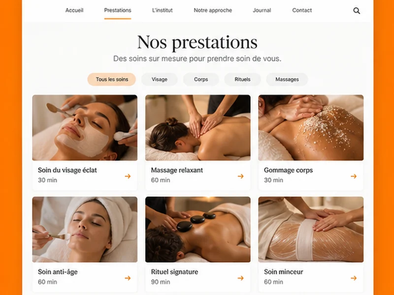 Exemple illustratif de site pour Beauté/Bien-être et Santé : vos rendez-vous