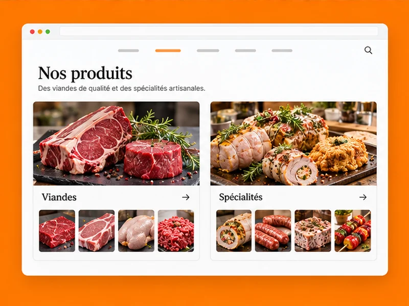 Exemple illustratif de site pour Bouchers : vos retraits