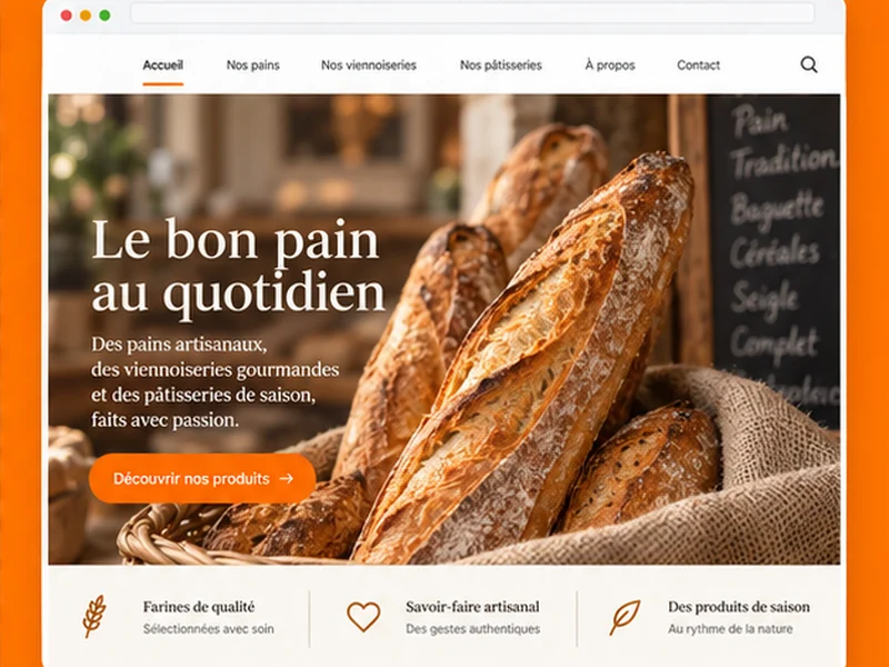 Exemple illustratif de site pour Boulangers : vos spécialités