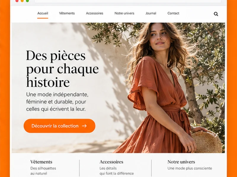 Exemple illustratif de site pour Boutique de prêt-à-porter : vos collections