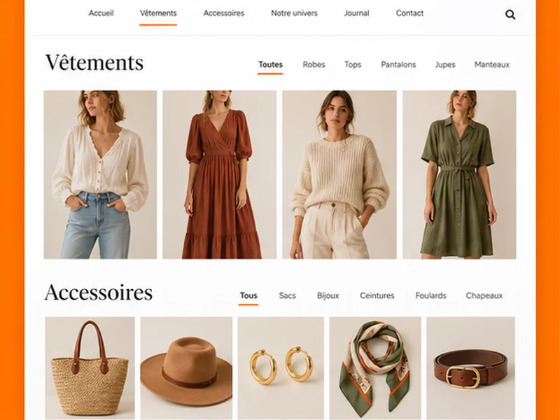 Exemple illustratif de site pour Boutique de prêt-à-porter : vos commandes