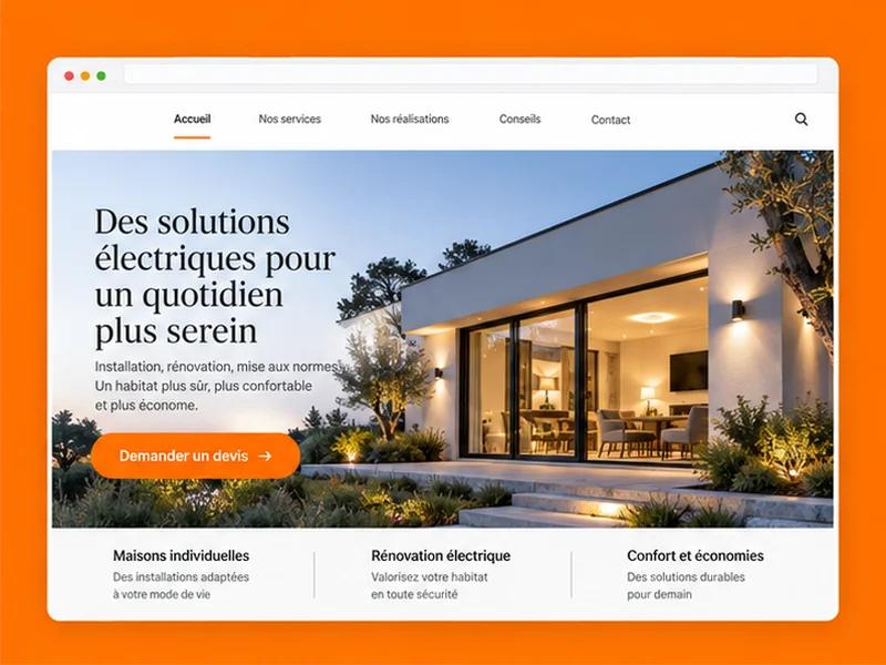 Exemple illustratif de site pour Électriciens : vos interventions