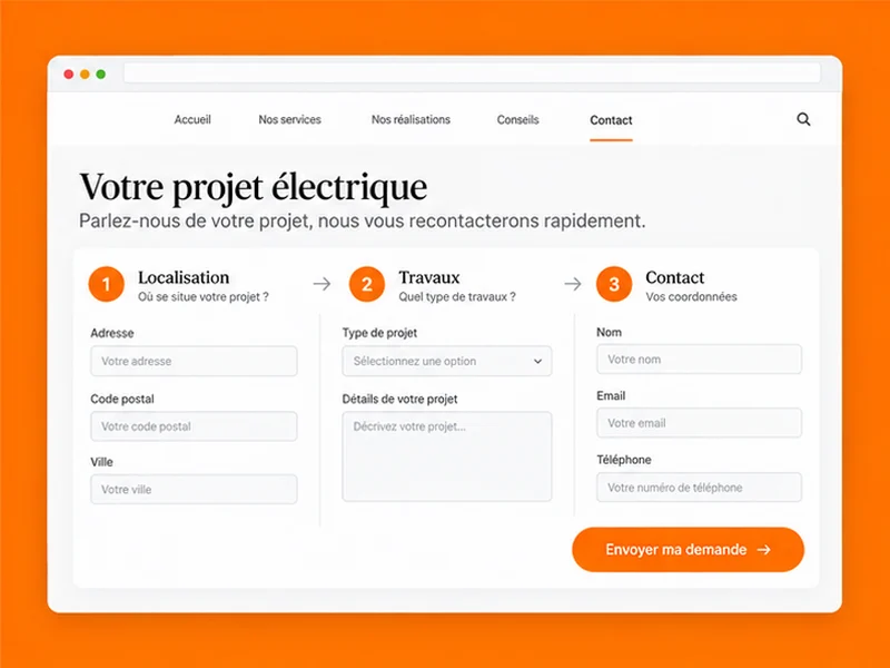 Exemple illustratif de site pour Électriciens : vos appels