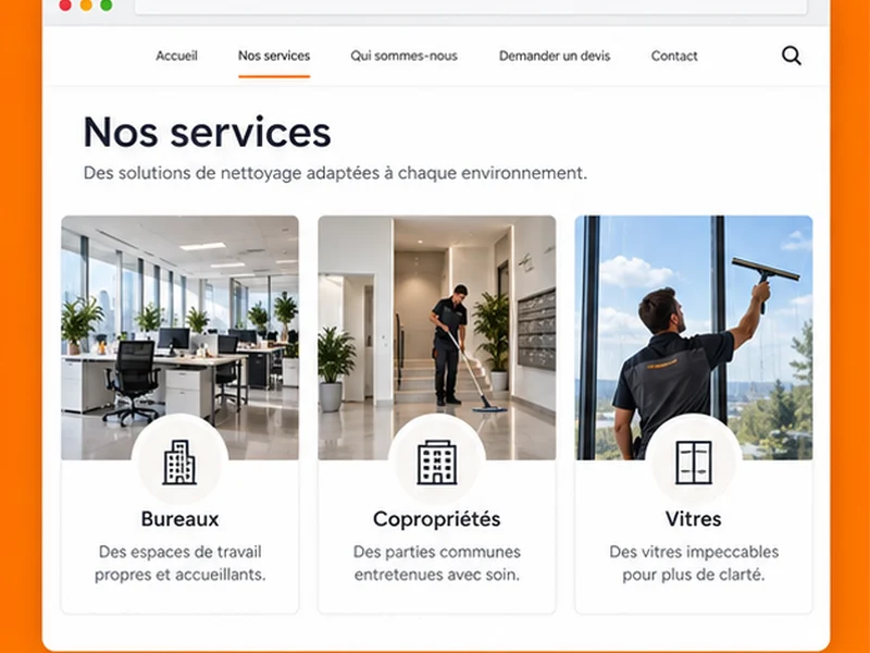 Exemple illustratif de site pour Nettoyage : vos contrats