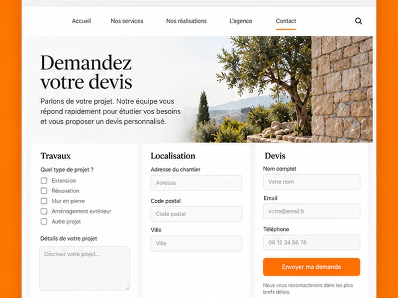 Exemple illustratif de site pour Maçons : vos contacts