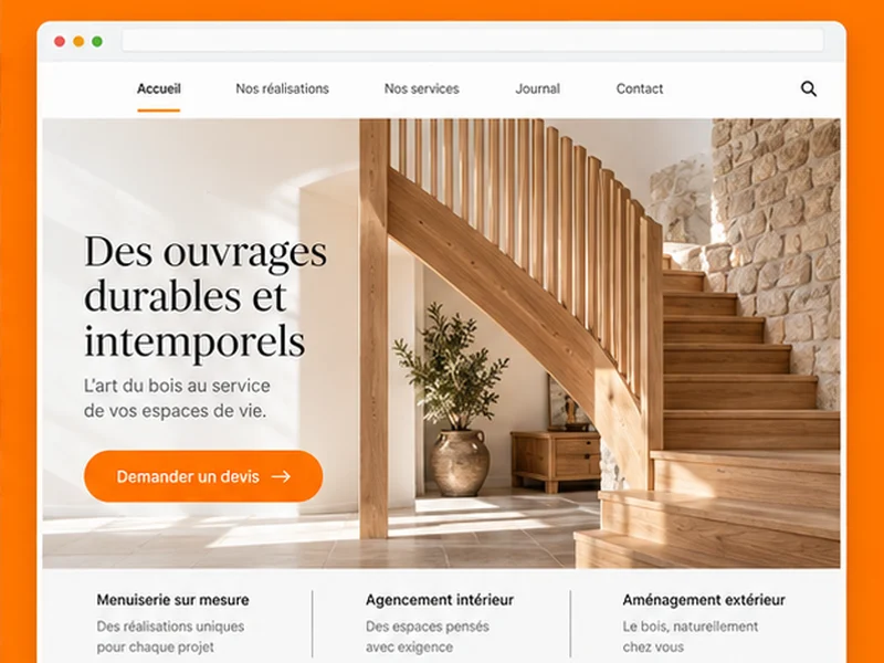 Exemple illustratif de site pour Menuisiers Charpentiers : vos ouvrages