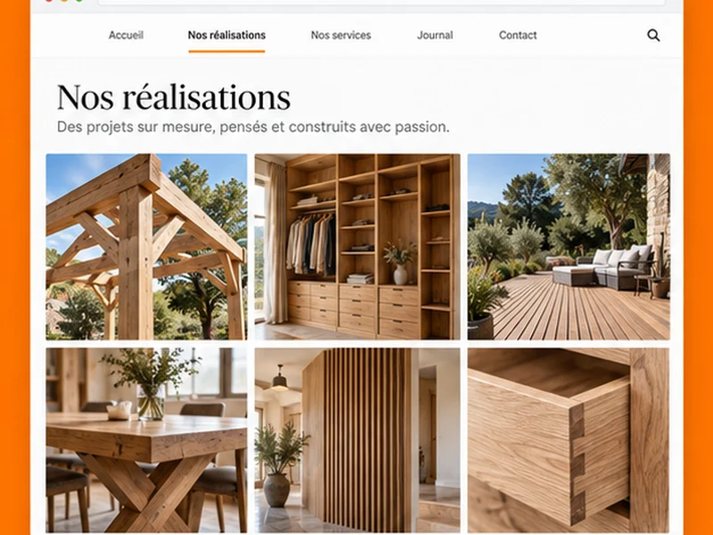 Exemple illustratif de site pour Menuisiers Charpentiers : vos spécialités