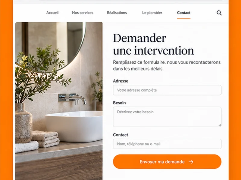 Exemple illustratif de site pour Plombiers : vos demandes