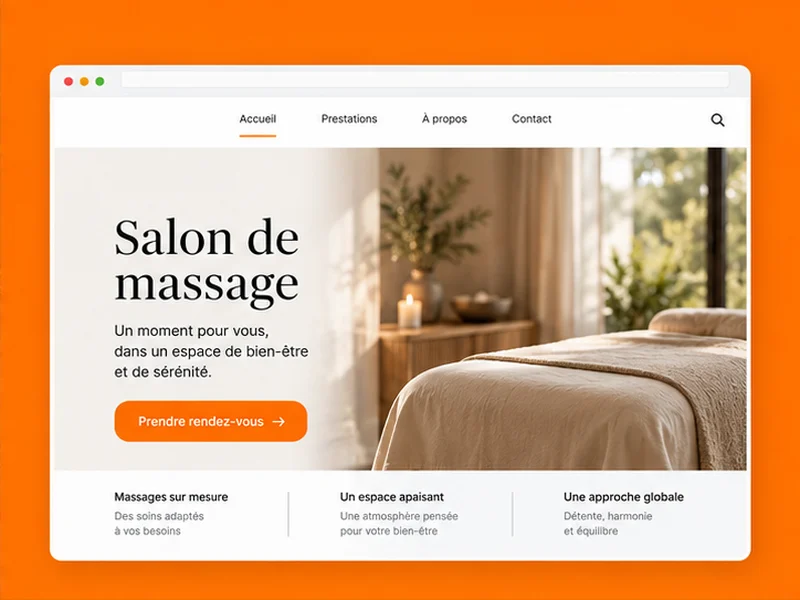 Exemple illustratif de site pour Salon de massage : vos séances