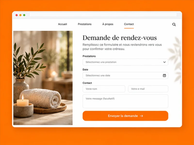 Exemple illustratif de site pour Salon de massage : votre activité