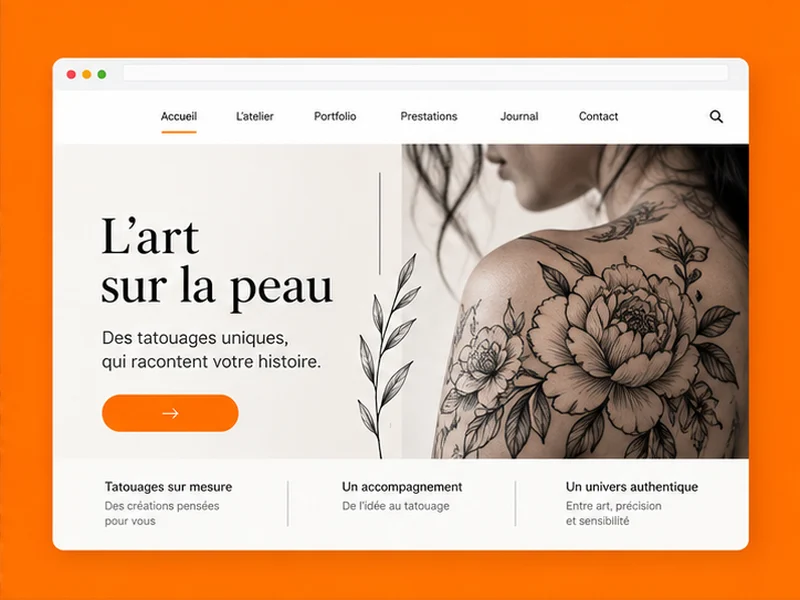 Exemple illustratif de site pour Salon de tatouage : votre portfolio