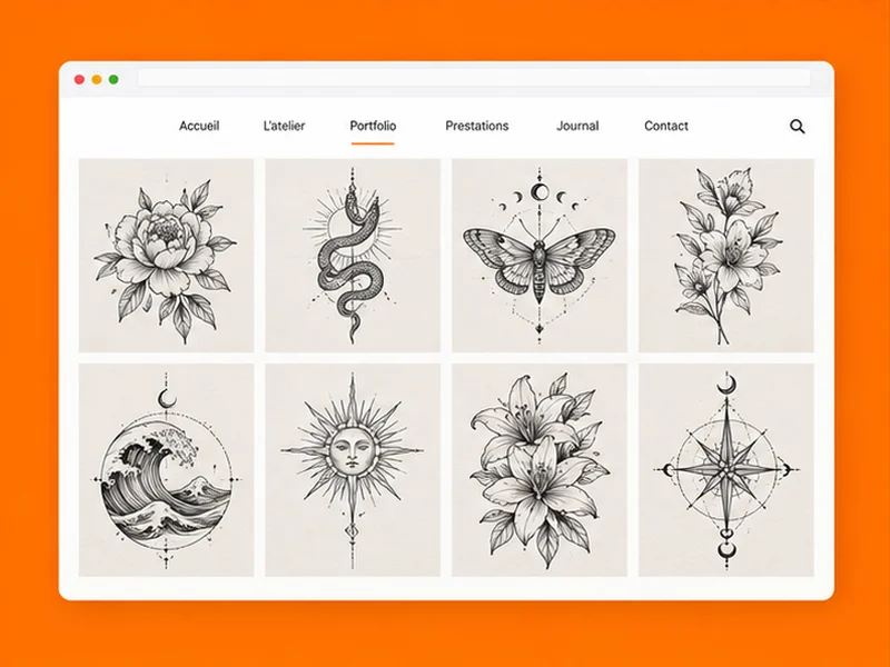 Exemple illustratif de site pour Salon de tatouage : vos projets
