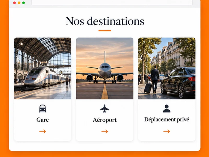 Exemple illustratif de site pour Taxi/VTC : vos réservations