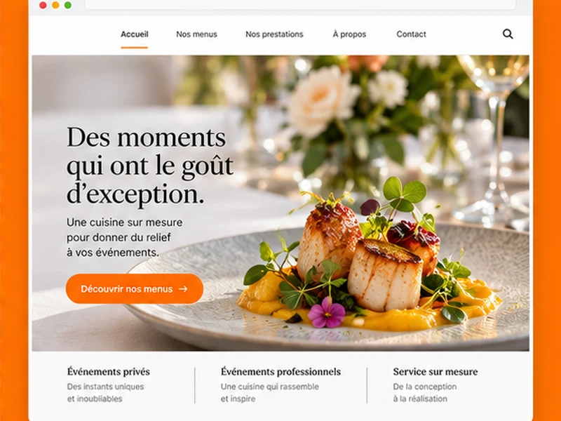 Exemple illustratif de site pour Traiteurs : vos événements