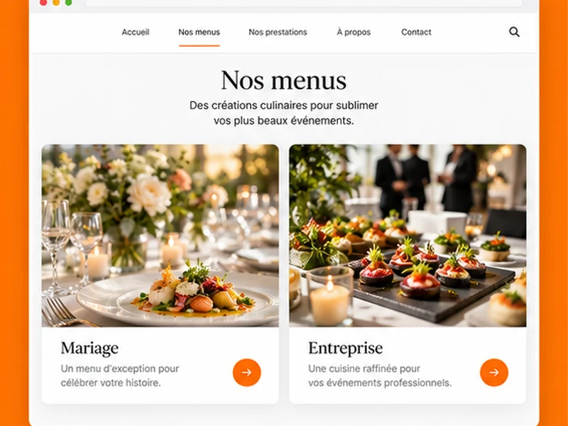 Exemple illustratif de site pour Traiteurs : vos devis