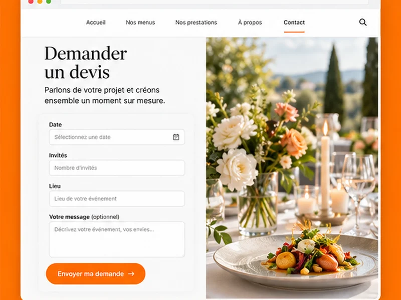 Exemple illustratif de site pour Traiteurs : vos commandes