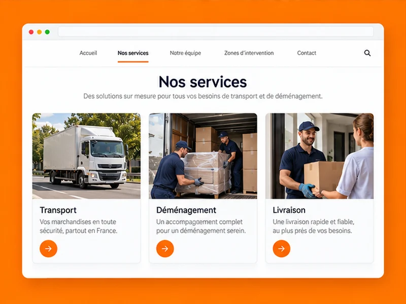 Exemple illustratif de site pour Transport : vos devis