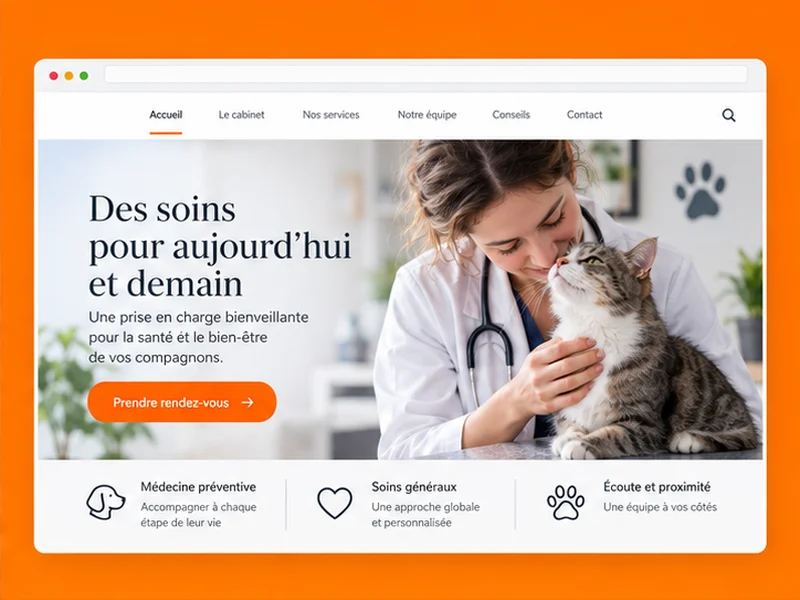 Exemple illustratif de site pour Vétérinaires : votre clinique