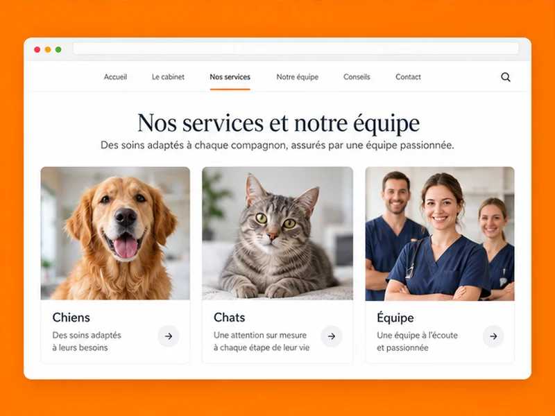 Exemple illustratif de site pour Vétérinaires : vos informations