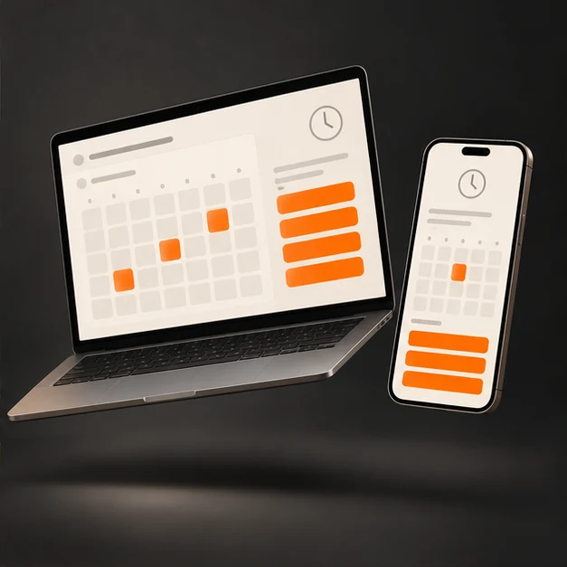 Illustration de calendrier de réservation avec choix d’un créneau sur mobile