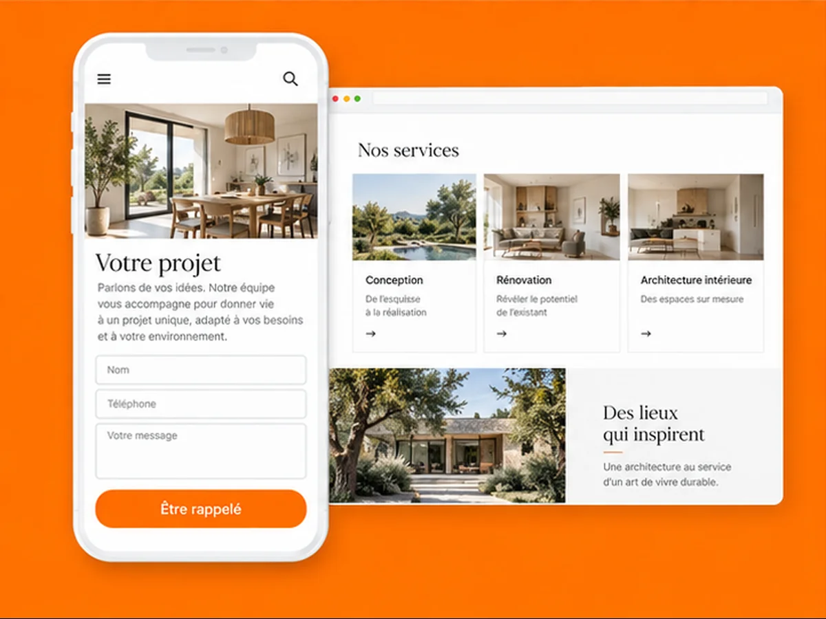 Maquette responsive d’un site vitrine avec formulaire de rappel sur mobile