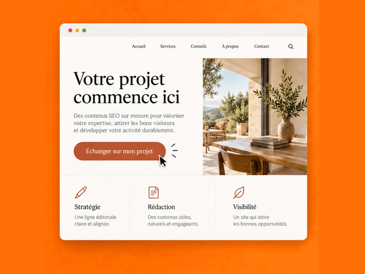 Illustration d’une page commerciale structurée et rédigée