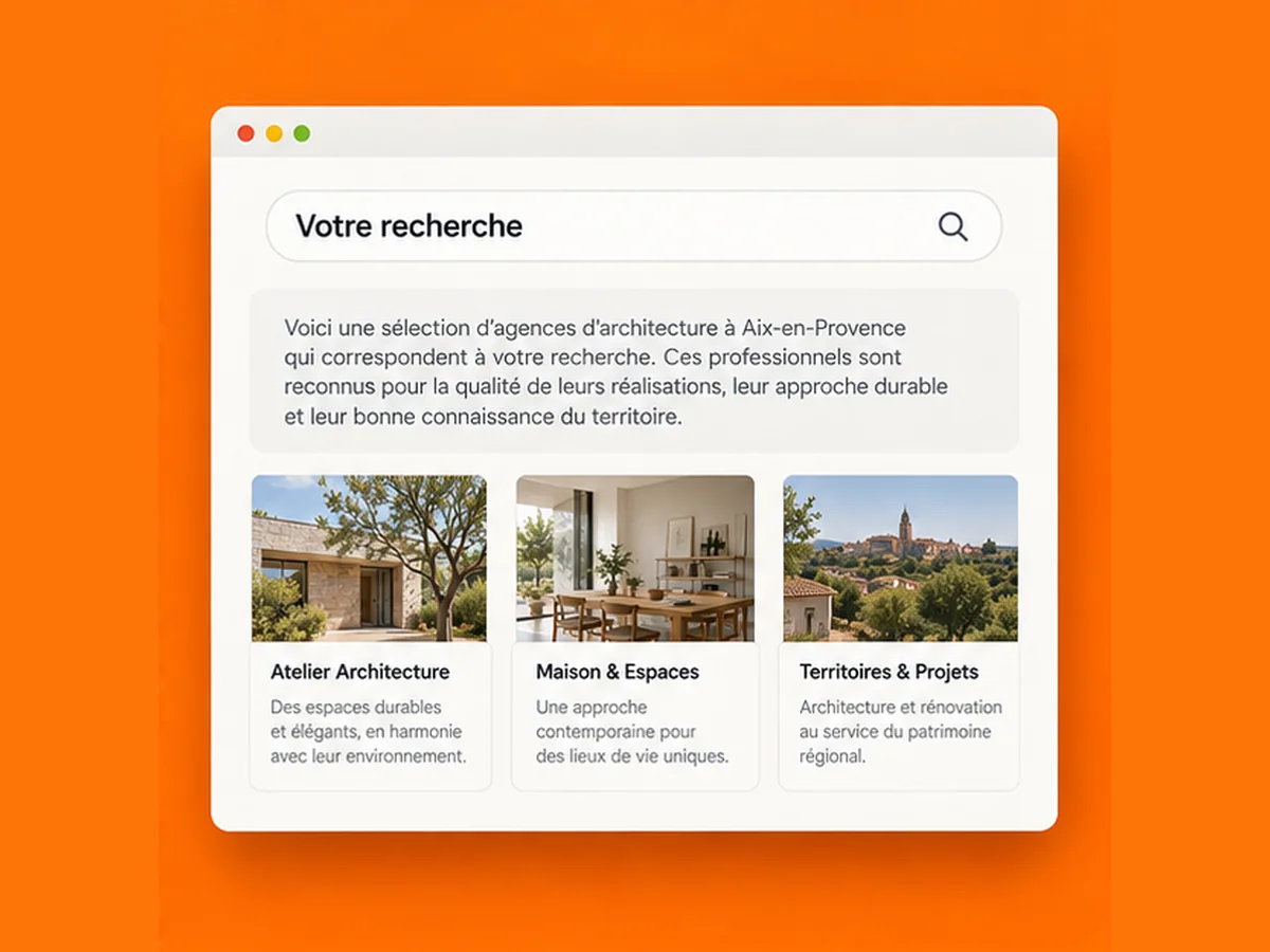 Illustration d’une réponse IA avec plusieurs sources consultables