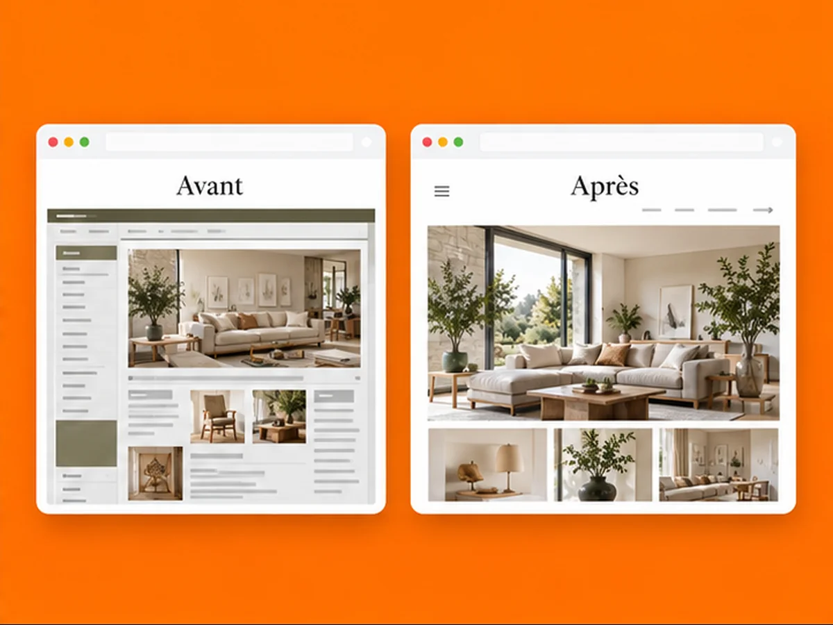 Comparaison illustrative d’un site ancien et d’un site refondu pour une activité d’aménagement